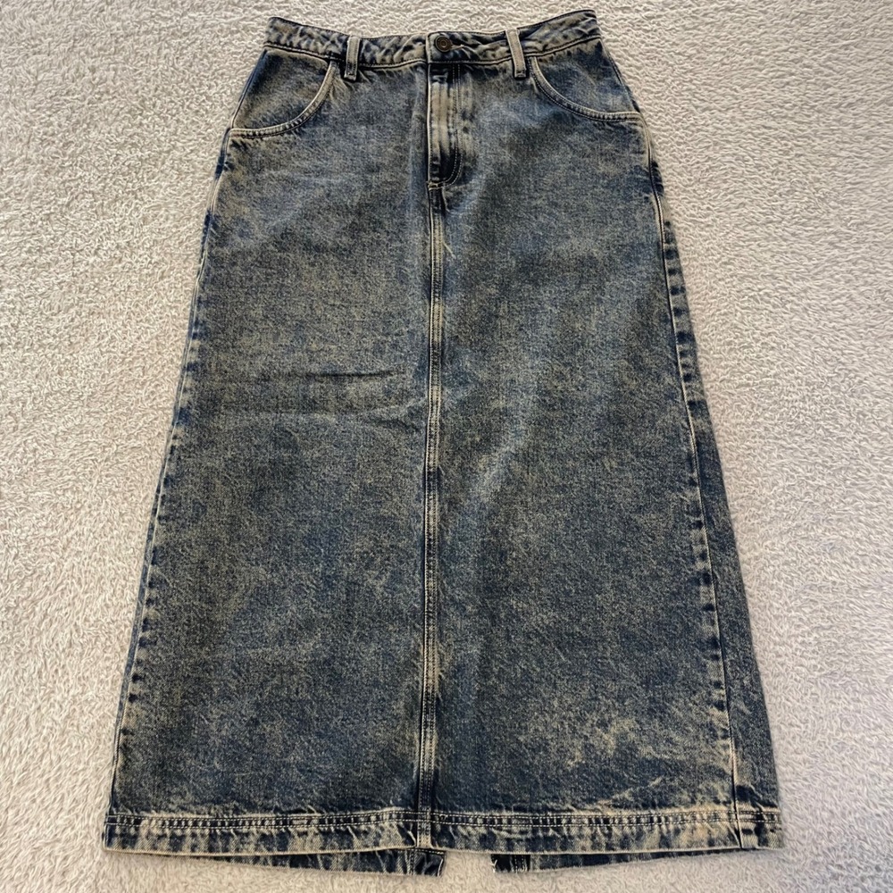 American Vintage Denim Maxi Skirt Womens M Blue Acid Wash Cotton